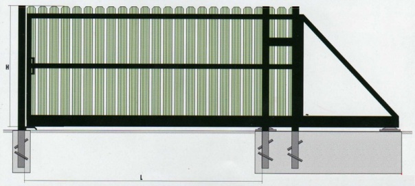 Откатные самонесущие ворота из штакетника
